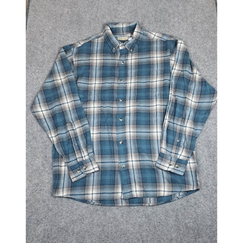 NWT Hobbs Creek Tartan Flannel Shirt Blue Plaid  Long Sleeve Button Down Size L